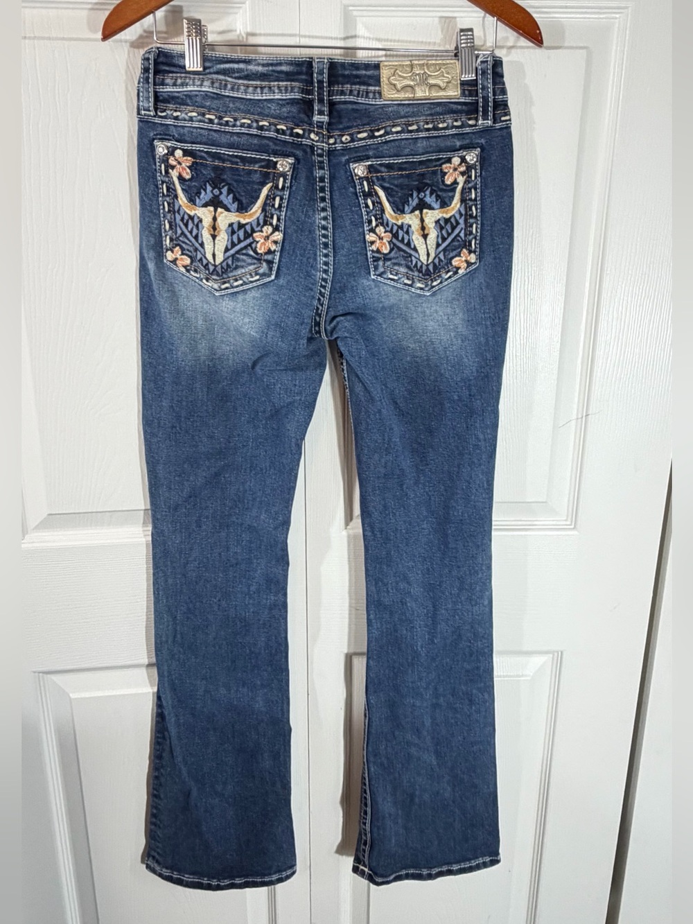 Miss Me New West Longhorn Chloe Boot Cut Embellished Jeans 28 western rodeo
